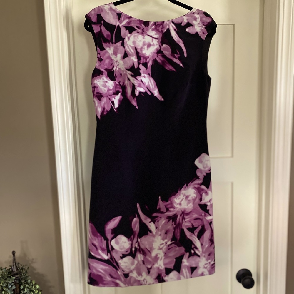 Anne Klein purple and black sheath dress